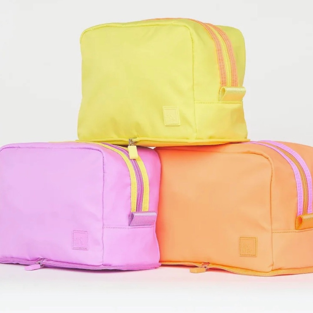 Vibrant Cosmetic Bag Set - Yellow, Pink, and Orange